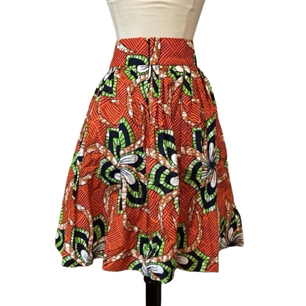 Handmade African Print Full Skirt pockets M - Picture 2 of 6